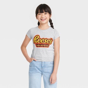 Girls' Hershey's Reese's Short Sleeve Graphic T-Shirt - Heather Gray - 1 of 3