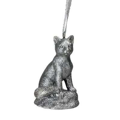 Roman 3.5" Glittered Snow Fox Christmas Ornament - Silver