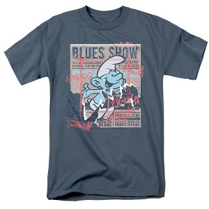 Smurfs Blues Show Poster Street Art Adult T-Shirt Slate - 1 of 4
