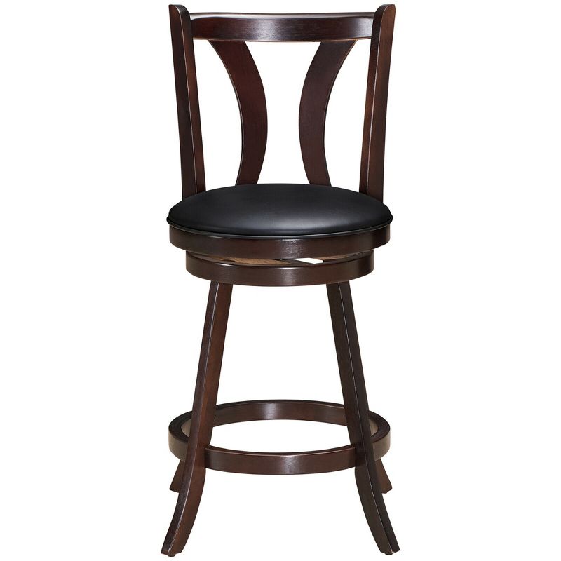 Costway Set of 2 Swivel Bar stool 24'' Counter Height Leather Padded Dining Kitchen Chair, 5 of 11