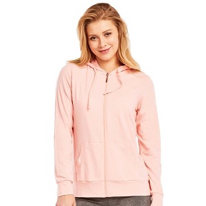 Sofra Women's Cotton Comfort Zip Up Hoodie Jersey Sweater - 1 of 3
