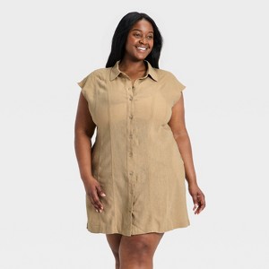 knee length dresses for ladies Jazzie Pleated Poplin Mini Shirt Dress main image 0