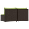 vidaXL Patio Middle Sofas - Brown Poly Rattan Outdoor Sofas with Green Cushions, Weather-Resistant, Sturdy Steel Frame - 3 of 4