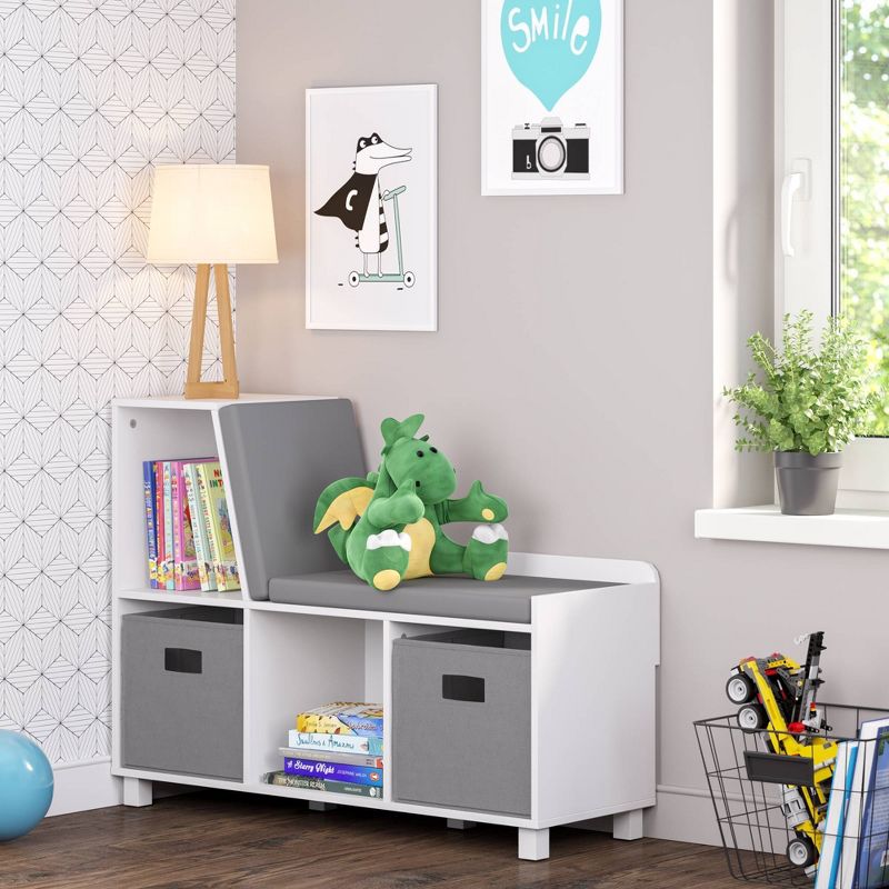 Kids&#39; Book Nook Storage Bench with Cubbies White - RiverRidge Home, 3 of 20