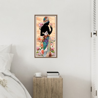 Cosmopolitan Woman Silhouette with Roses Canvas Art Print