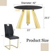 FURNIinspire Dining Sets Dining Table Set, 42" Round Black Sintered Stone Dining Table And 6 Black Dining Chairs With Golden Stainless Steels Legs - 3 of 4