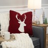 Northlight 18" Maroon and Beige Deer Head Worsted Christmas Square Throw Pillow - 2 of 4