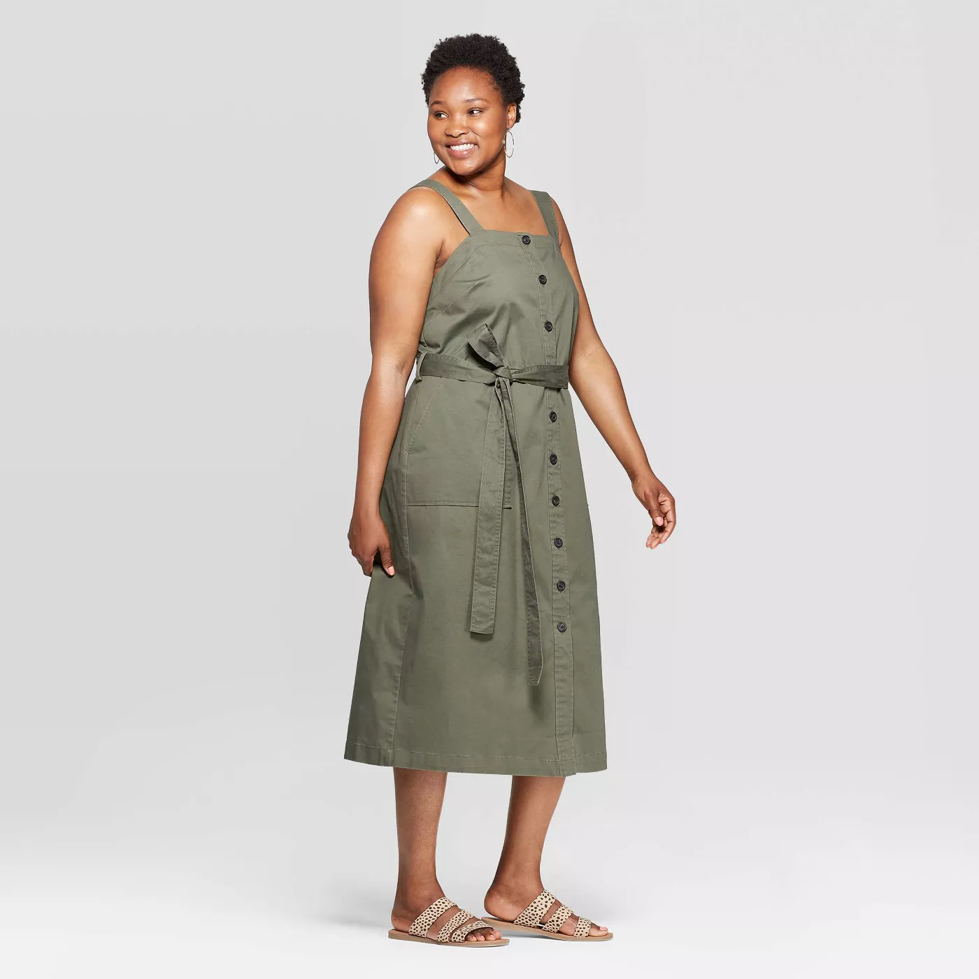 Women's Plus Size Sleeveless Square Neck Button-Front Belted Dress - Universal Threadâ¢ - image 3 of 3