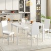 Hooseng Dining Room Table and Chairs Set for 4, 5-Piece Kitchen Table Set with 4 Square PU Leather Chair & Faux Marble for Apartment, Small Space - 4 of 4