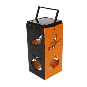 Techko Maid LED Solar 10.8" Portable Halloween Cut Out Decorative Outdoor Lantern Clear - 1 of 4