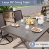 ALAULM 7-Piece Balcony Dining Set Outdoor Furniture, includes 6 rattan rocking chairs and a large metal dining table with umbrella hole, grey. - 2 of 4