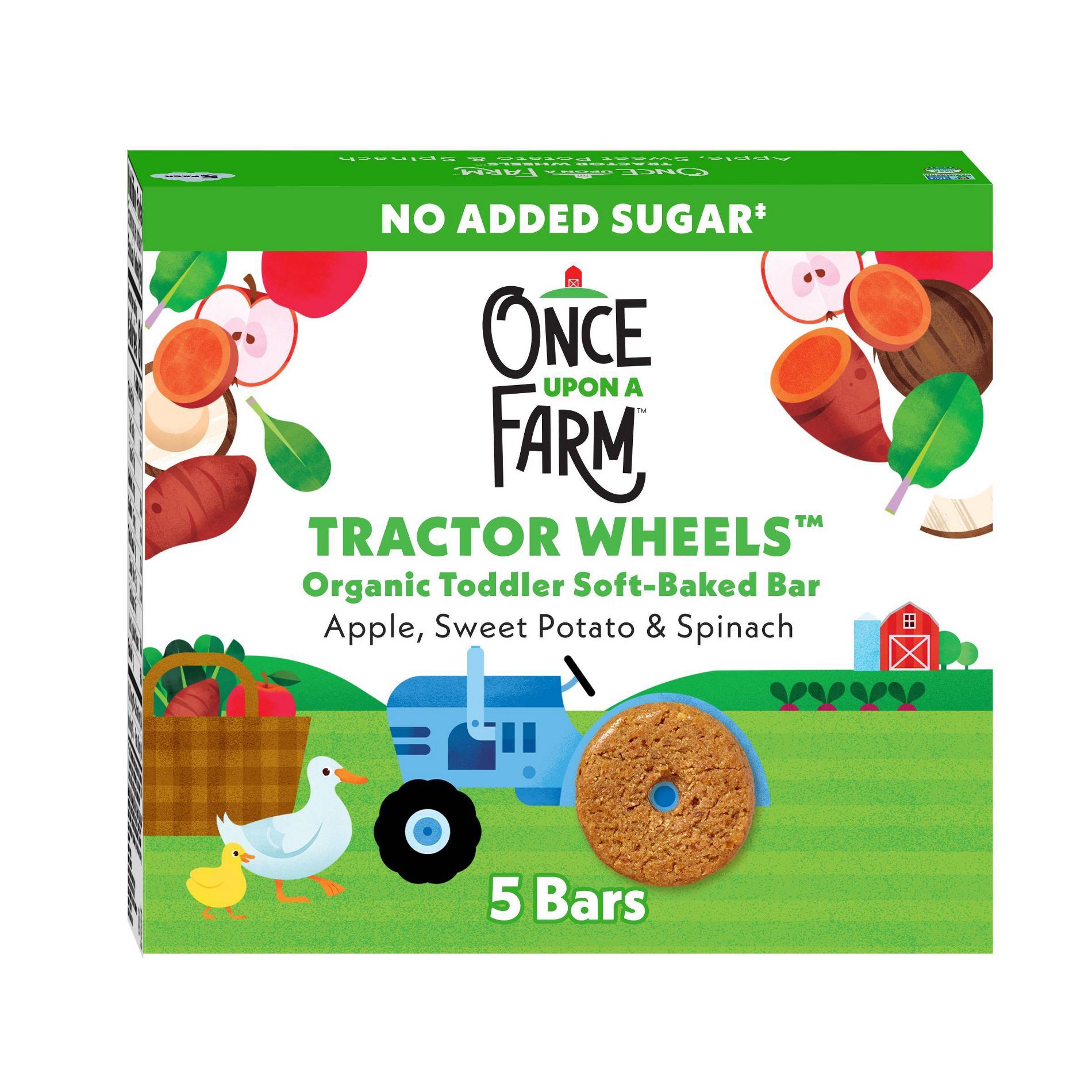 Once Upon a Farm Tractor Wheels Apple Sweet Potato & Spinach Baby Snacks - 3.35oz