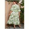 Coolmee Women Summer Maxi Dress Casual Plus Size V Neck Wrap Short Bell Sleeves High Waist Ruffle Hem Long Dress - 4 of 4