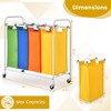 Costway 4 Bag Laundry Sorter Cart Clothes Hamper Storage Organizer Removable Bags Wheel - 3 of 4