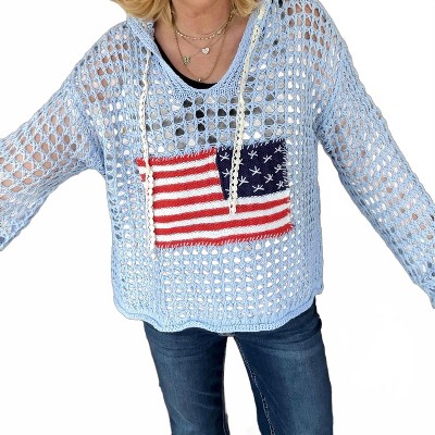 Women's Style And America Crochet Sweater - POL