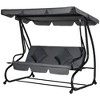 Outsunny 3 Seat Outdoor Free Standing Swing Bench Porch Swing with Stand, Comfortable Cushioned Fabric & Included Canopy - 4 of 4