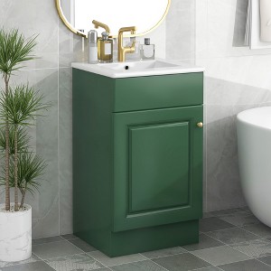 Gulches Modern Bathroom Vanity, 18" with Sink, Adjustable Shelf & Soft-Closing Door, Green Finish - 1 of 4