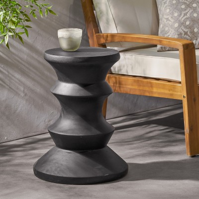 Kumasinova 20" One-Of-A Kind Modern Outdoor Side Table,MGO Patio End Table Accent Side Table for Porch,Garden&Living Room,Versatile Decor Piece,Black