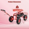Costway Garden Cart Patio Wagon Roll Work Seat with Tray Basket Extendable Handle Blue/Red/Green - 3 of 4