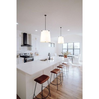 Weston 6-Light Pendant - Dimmable Steel Fixture with White Linen Shade, 24" x 24" x 24"