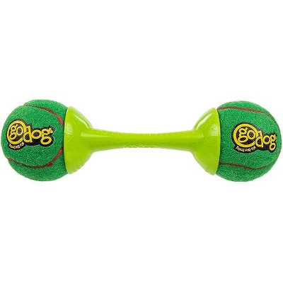 goDog Holiday Collection goBone Double-Sided Tennis Ball Bone Dog Toy - Green/Red, Large
