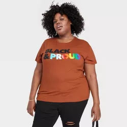 Pride Adult Black and Proud Short Sleeve T-Shirt - Brown