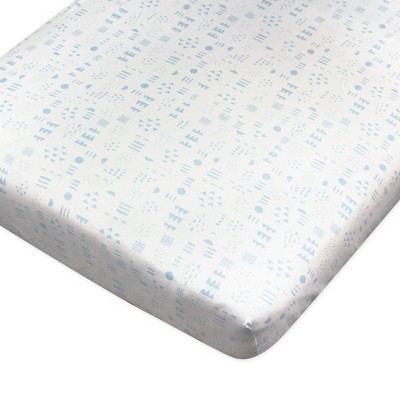 Honest Baby Organic Cotton Fitted Crib Sheet - Pattern Play White/Light Blue