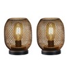 HomeRoots Set of Two 7" Black Metal Lantern Bedside Lamps With Black Lattice Cage Shade - 4 of 4