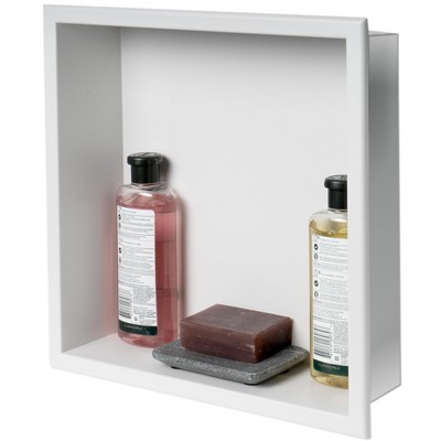 ALFI 16 x 16 White Matte Stainless Steel Square Single Shelf Bath Shower Niche
