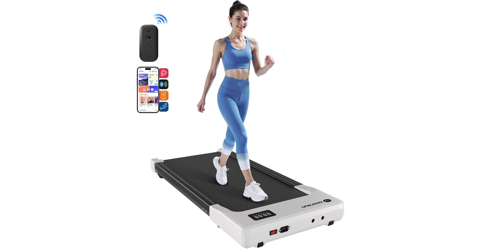 DeerRun Walking Pad Treadmill, 1.2 HorsPower 80Cm Belt Long Treadmills for Home