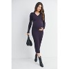 Hello Miz Women's Ribbed Long Sleeve V Neck Maternity Midi Dress - 2 of 4