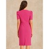 INSPIRE CHIC Women's Square Neck Puff Sleeve Rear Slit Knee Length Business Pencil Dress - 3 of 4