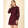 Allegra K Women's Elegant Ruffle Crew Neck Formal Elegant Mini Floral Lace Dress - 4 of 4