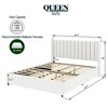 NicBex Queen Size Upholstered Wingback Platform Bed with Velvet/Tufted Headboard and 2 Drawers for Adults,White - 3 of 4