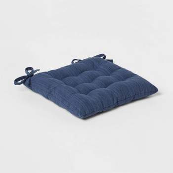 Denim Solid Chair Pad Seat Cushion Blue - Threshold™