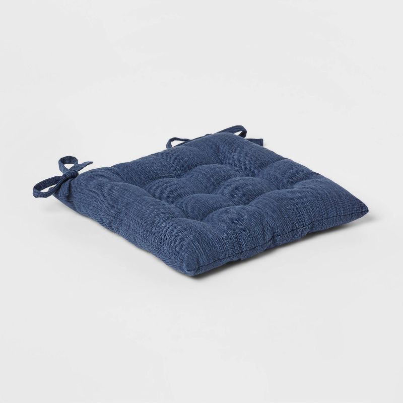 Denim Solid Chair Pad Seat Cushion Blue - Threshold&#8482;, 1 of 5