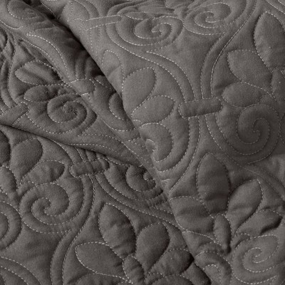King Dark Grey Microfiber Quilted Bedspread Set