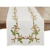 Saro Lifestyle Holly Embroidery Christmas Table Runner - 3 of 3