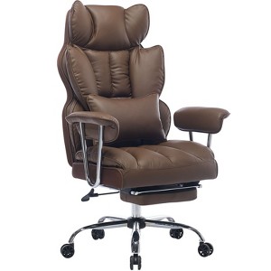 Efomao Desk Office Chair 400LBS, Big and Tall PU Leather Computer Chair, Executive Office Chair with Footrest and Lumbar Support - 1 of 4