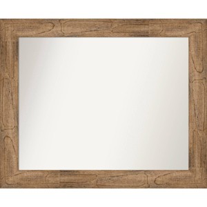 34" x 28" Non-Beveled Owl Wood Bathroom Wall Mirror Brown - Amanti Art: Modern Rectangle, Wall Mount - 1 of 4
