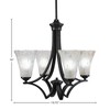Toltec Lighting Zilo 4 - Light Chandelier in  Matte Black with 5.5" Fluted Frosted Crystal Shade - 2 of 2