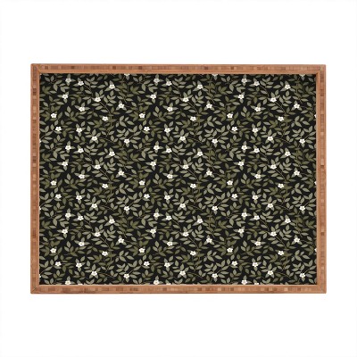 Iveta Abolina Blooming Vines Black Rectangular Tray - Deny Designs
