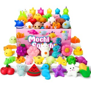 25 Pcs Mochi Squishy Toys for Kids Mini Kawaii Squishies Fidget Toys Animals & Fruit Stress Relief Toys for Party Favors, Pinata Filler, Goodie Bags - 1 of 4