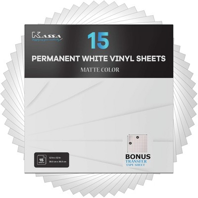 Kassa 15-Piece Permanent Vinyl Sheets - White | 12" x 12" with a Transfer Sheet Included
