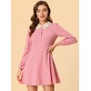 Allegra K Women's A-Line Long Sleeve Front Button Down Lace-Collar Mini Dresses - 2 of 4