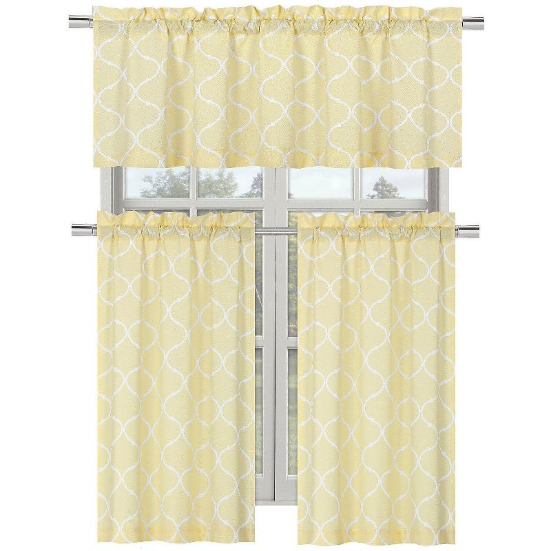 Kate Aurora Shabby Lattice Cotton Blend Kitchen Curtain Tier & Valance Set, 1 of 2