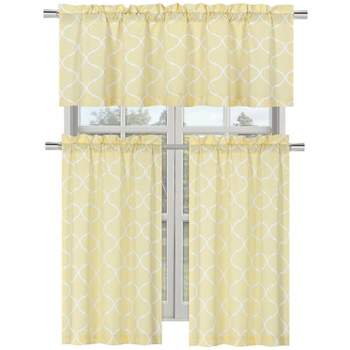 Kate Aurora Shabby Lattice Cotton Blend Kitchen Curtain Tier & Valance Set