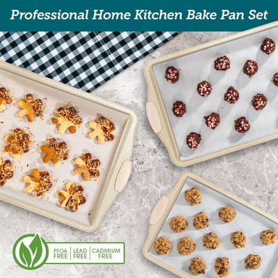 Deluxe Nonstick Gray Marble Carbon Steel Baking Pan Set