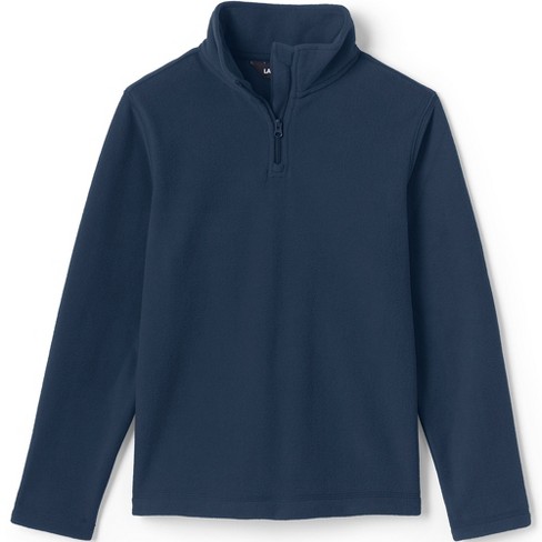 Lands' End School Uniform Kids Lightweight Fleece Quarter Zip Pullover -  Medium - Classic Navy : Target