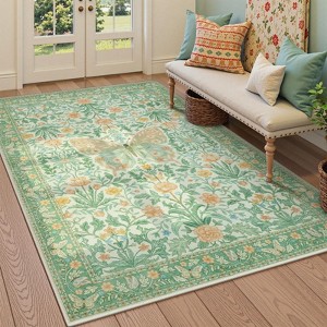 Lahome GST Morris Butterfly Full Coverage Short Pile Velvet Rectangular Indoor Area Rug - 1 of 4